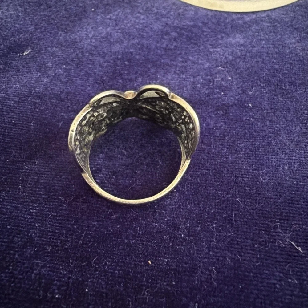 925 Sterling Silver Vintage Butterfly Oxidized Ring Size 8